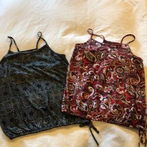 2 Prana tanks- tie at waist/shelf bra. Sz L